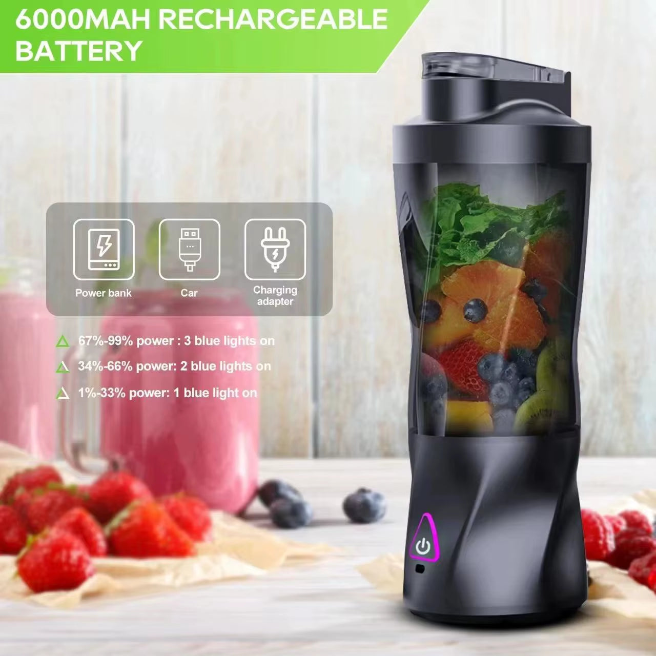 2025 New Portable Electric Wireless Juicer USB Charging 700Ml Large-Capacity Large Household Juicer Fruit Sctional 700ML Blender